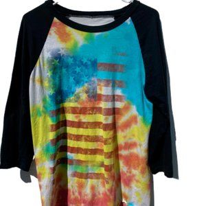 American Flag Tie Dye Baseball T